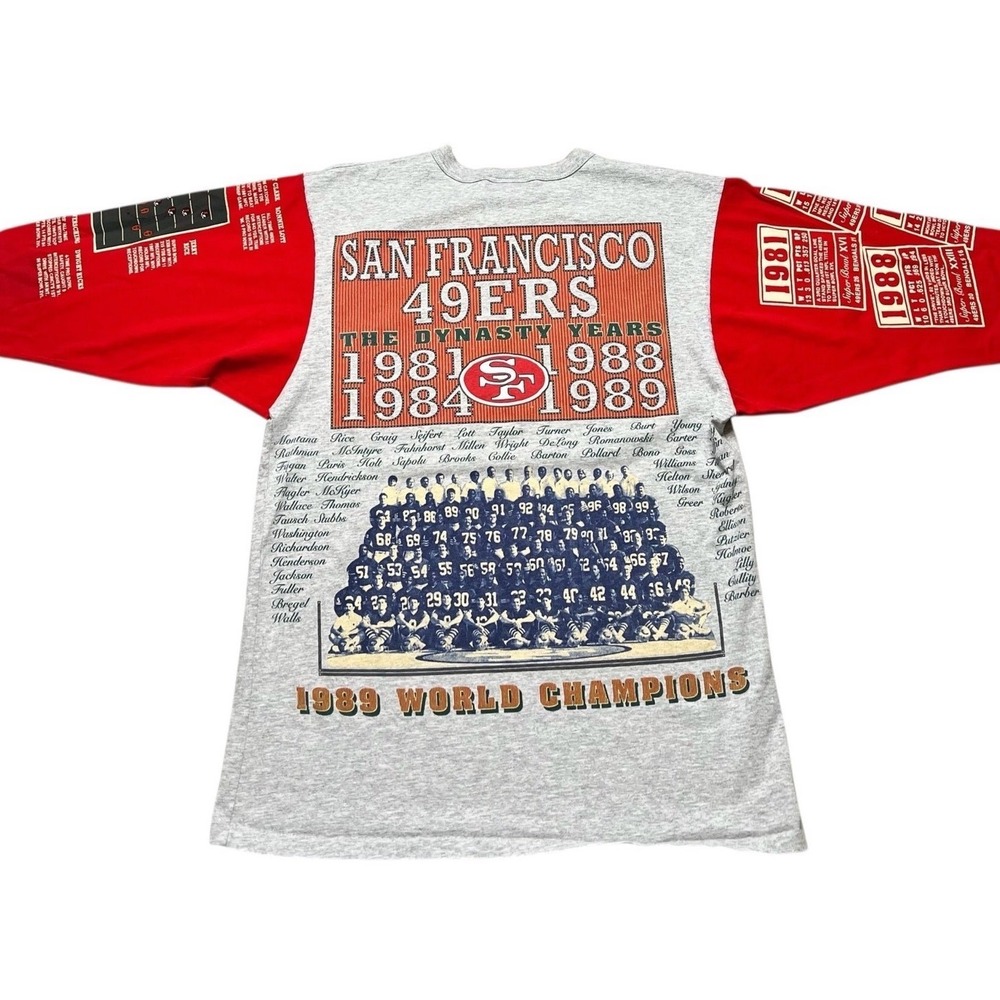 Long Gone San Francisco 49ers T Shirt Mens L Grey Red Dynasty Years‎ Vintage 90s
